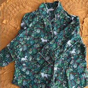 Unicorn Garden Green Pajama Top